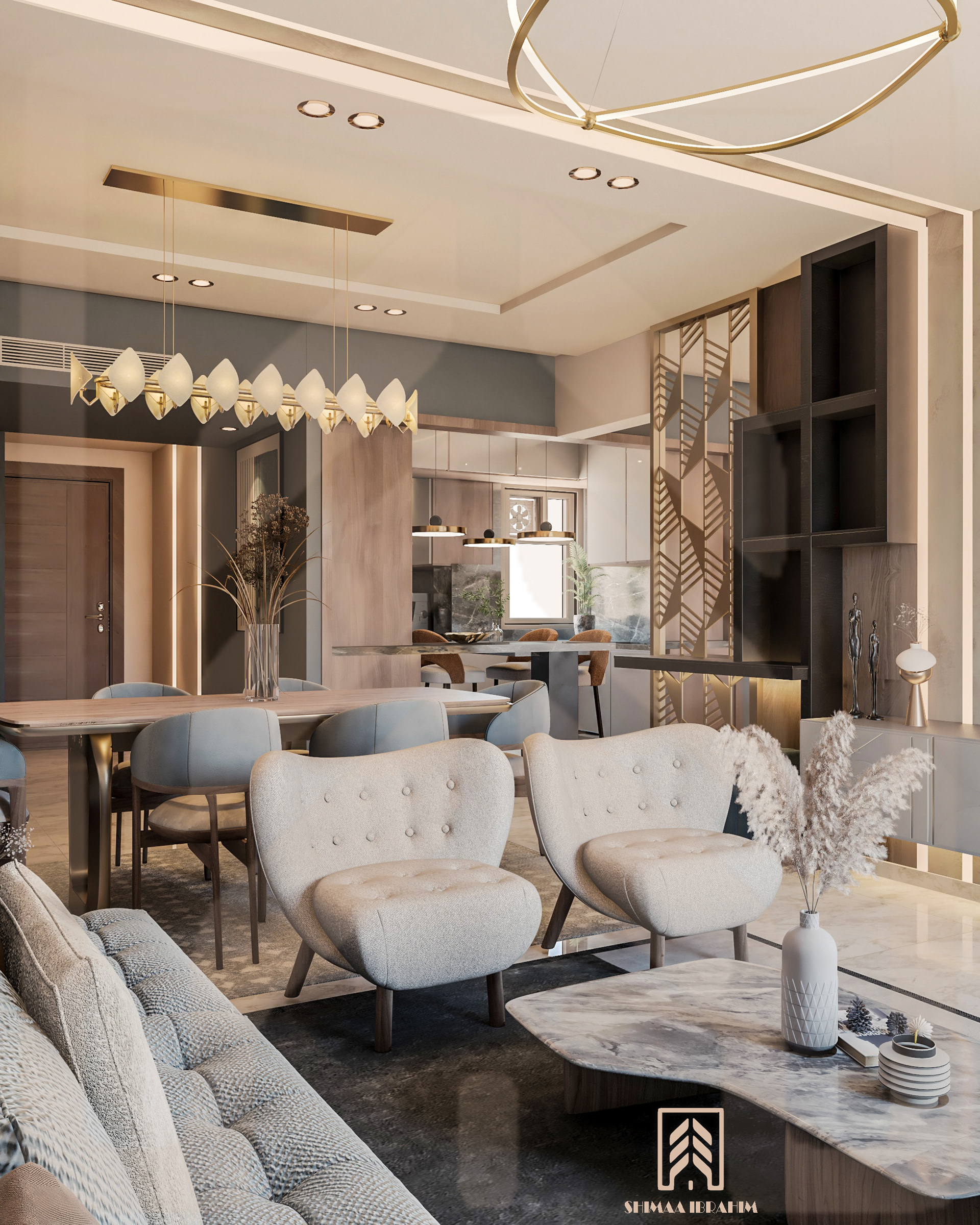 Contemporary reception area with open kitchen-11