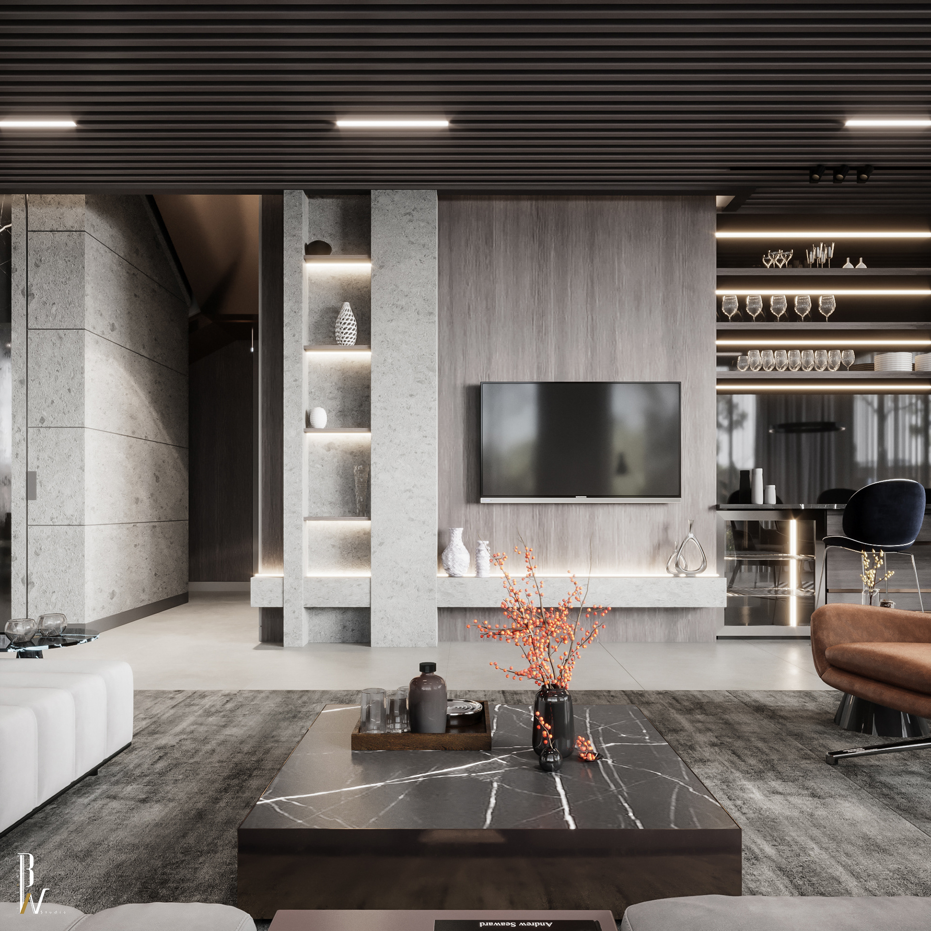 现代多功能区域设计丨阿联酋丨Black N White-6