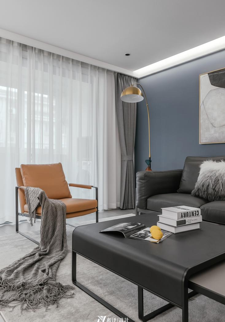 平层高级黑白灰+暖橙色室内设计丨惠译设计工作室-6