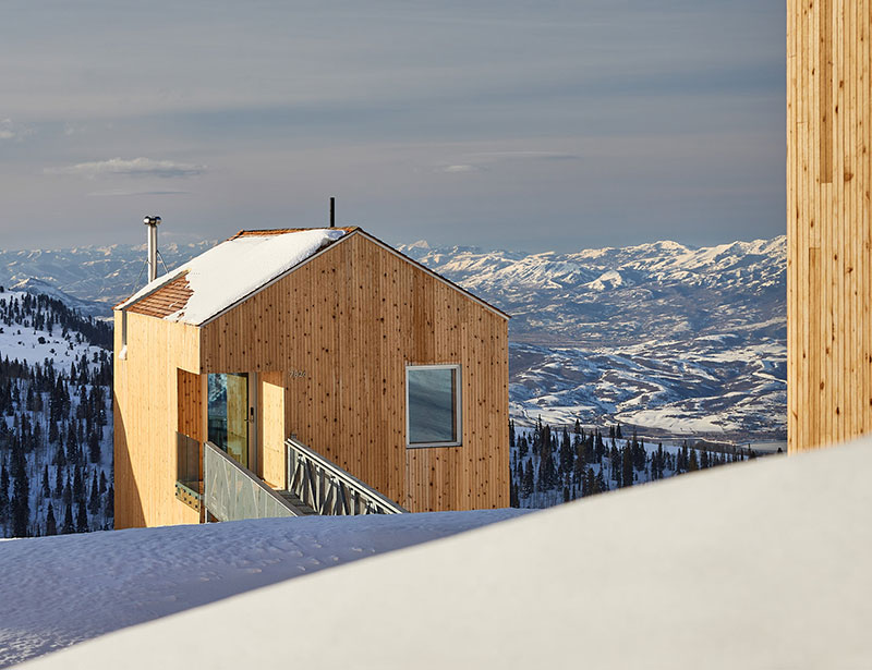 美国犹他州雪山全景山间小屋-10