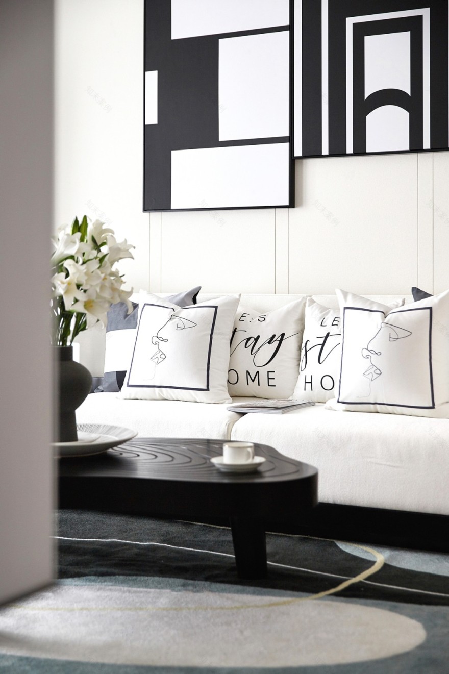 80㎡黑白设计样板间,简约即是美! 九度空间软装设计-21