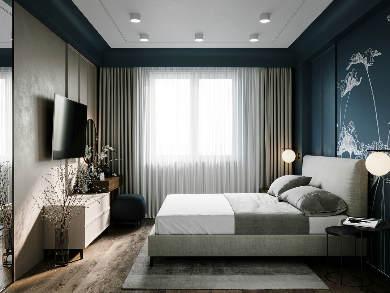 乌克兰90㎡ 蓝色系空间设计充满了浪漫与诗意-16