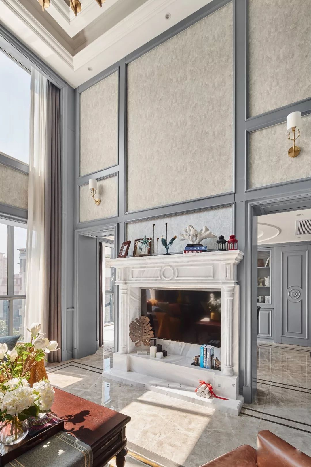 金都西花庭美式雾霾蓝别墅设计丨赵艺哲设计团队-8