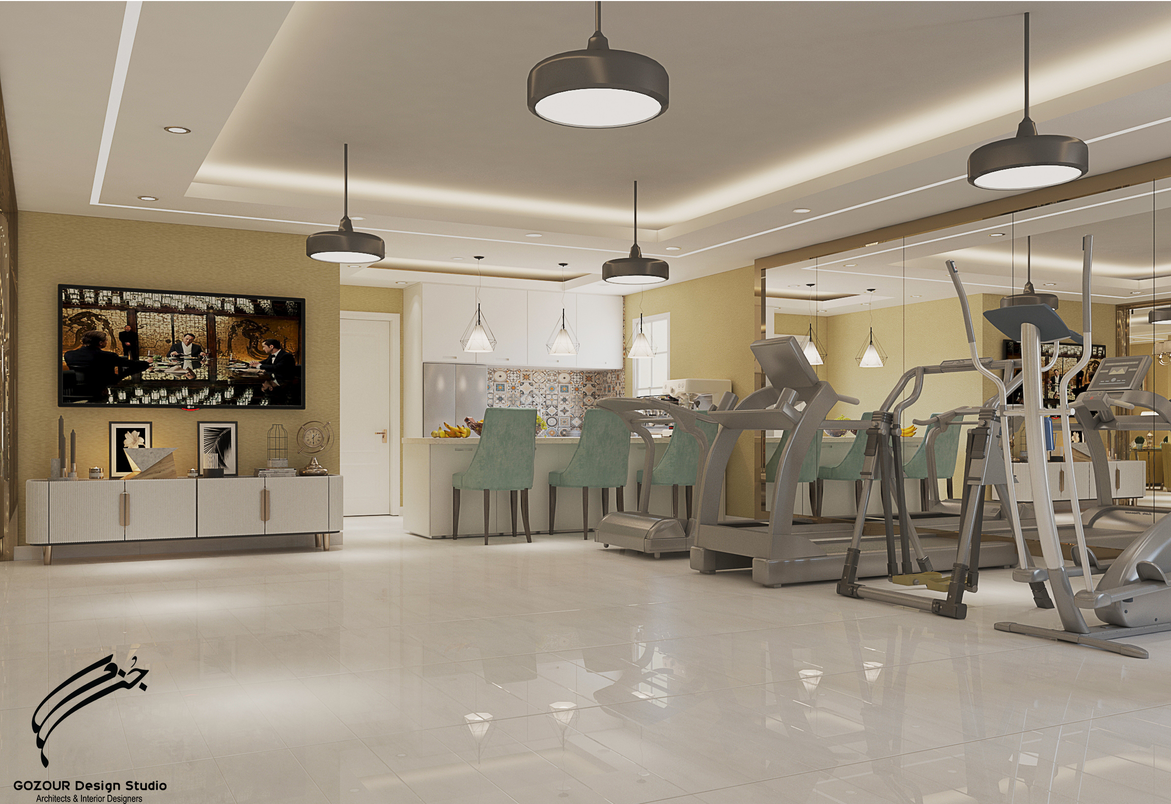 GYM &LIVING &OFFICE DESIGN AT VILLA IN QATAR ..-8