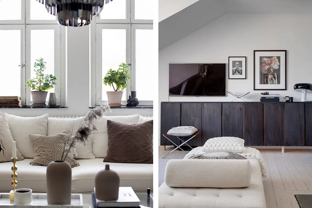 瑞典优雅公寓设计,浪漫倾斜屋顶与现代装饰的完美融合-6