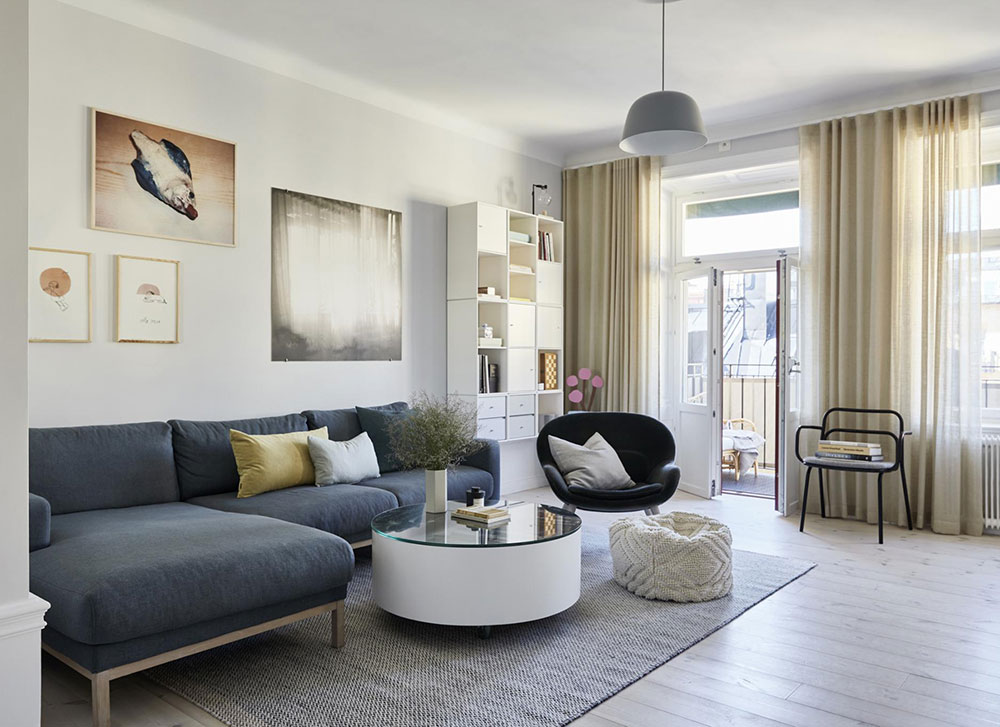 斯德哥尔摩黄色蓝色调公寓-1