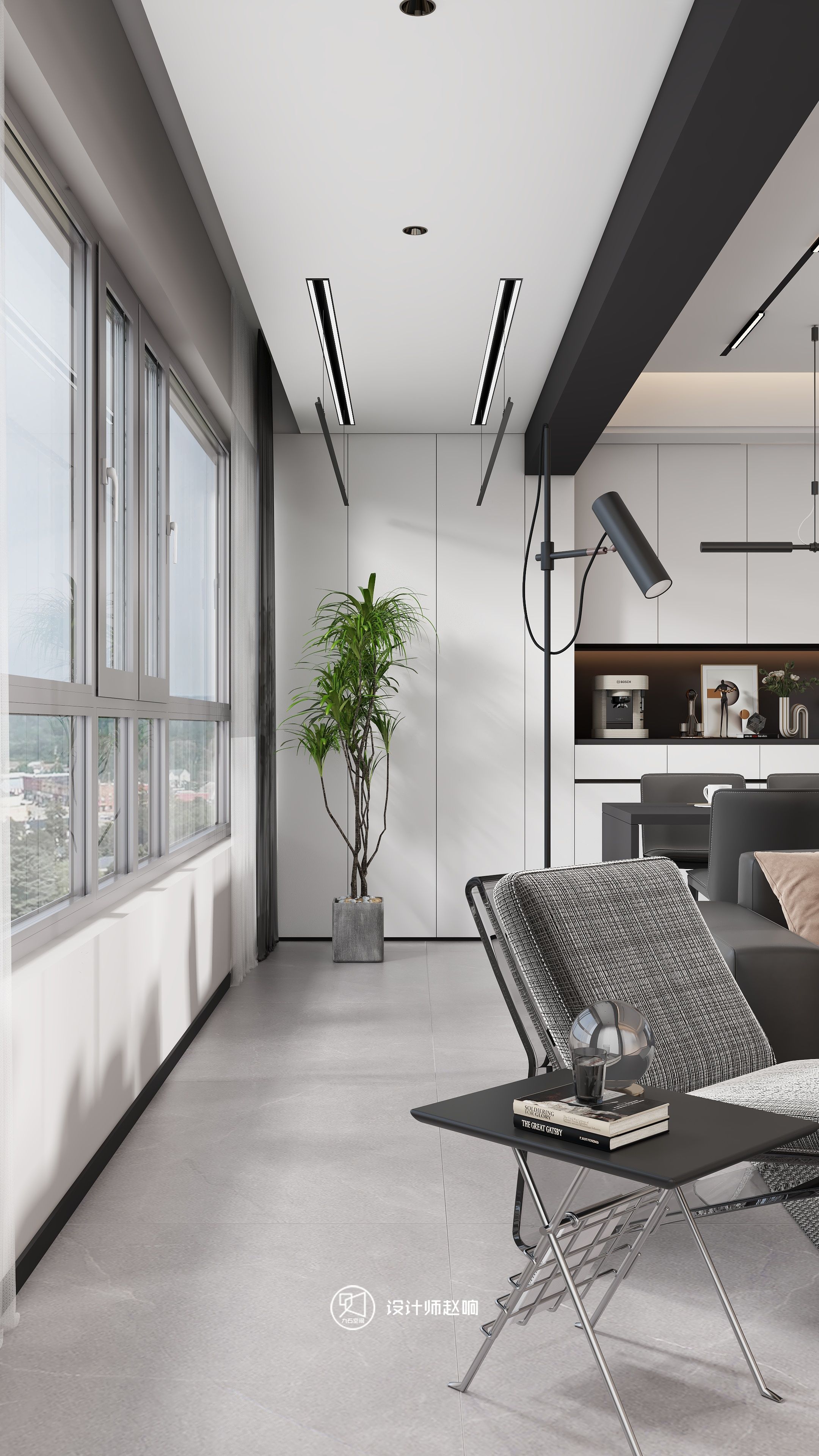 135㎡黑白灰风格住宅设计-11