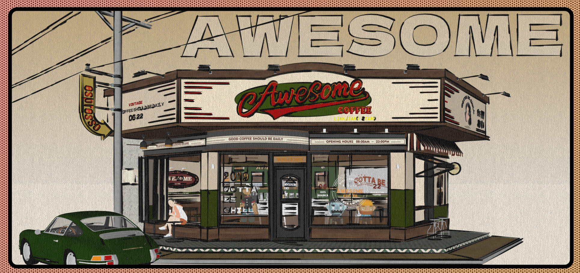 AWESOME COFFEE 阿婶咖啡#咖啡门店#门头设计#商业设计-0