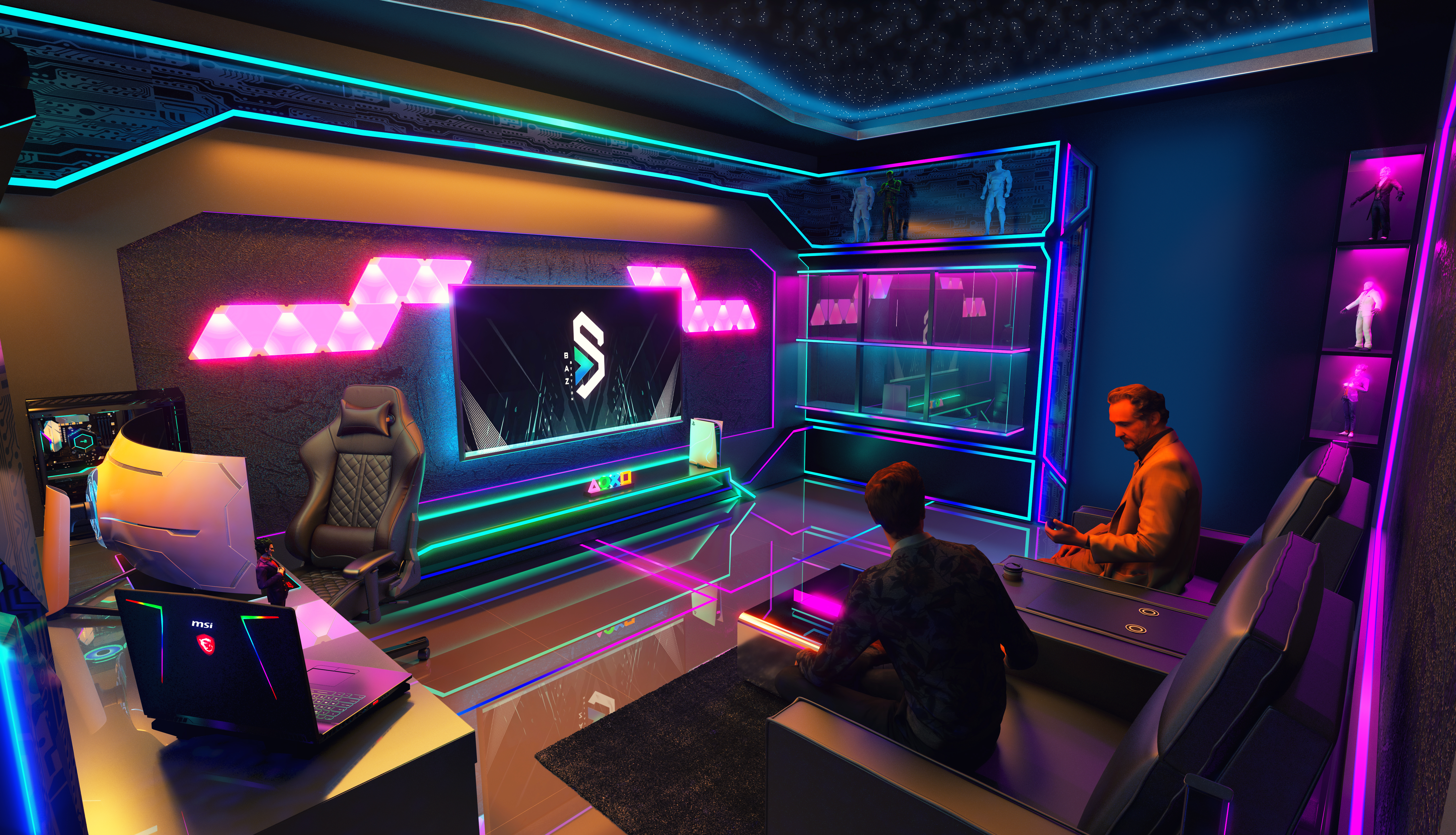 电竞游戏室与观影区设计-4