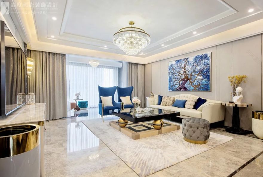 意式新奢华蓝白空间丨高度国际装饰设计集团武汉公司-30