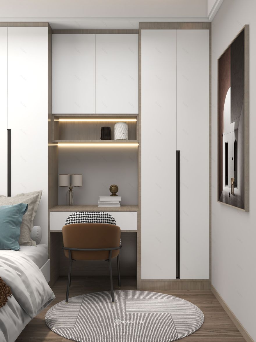 自然色彩的现代轻奢 118㎡四房丨90 空间设计-42