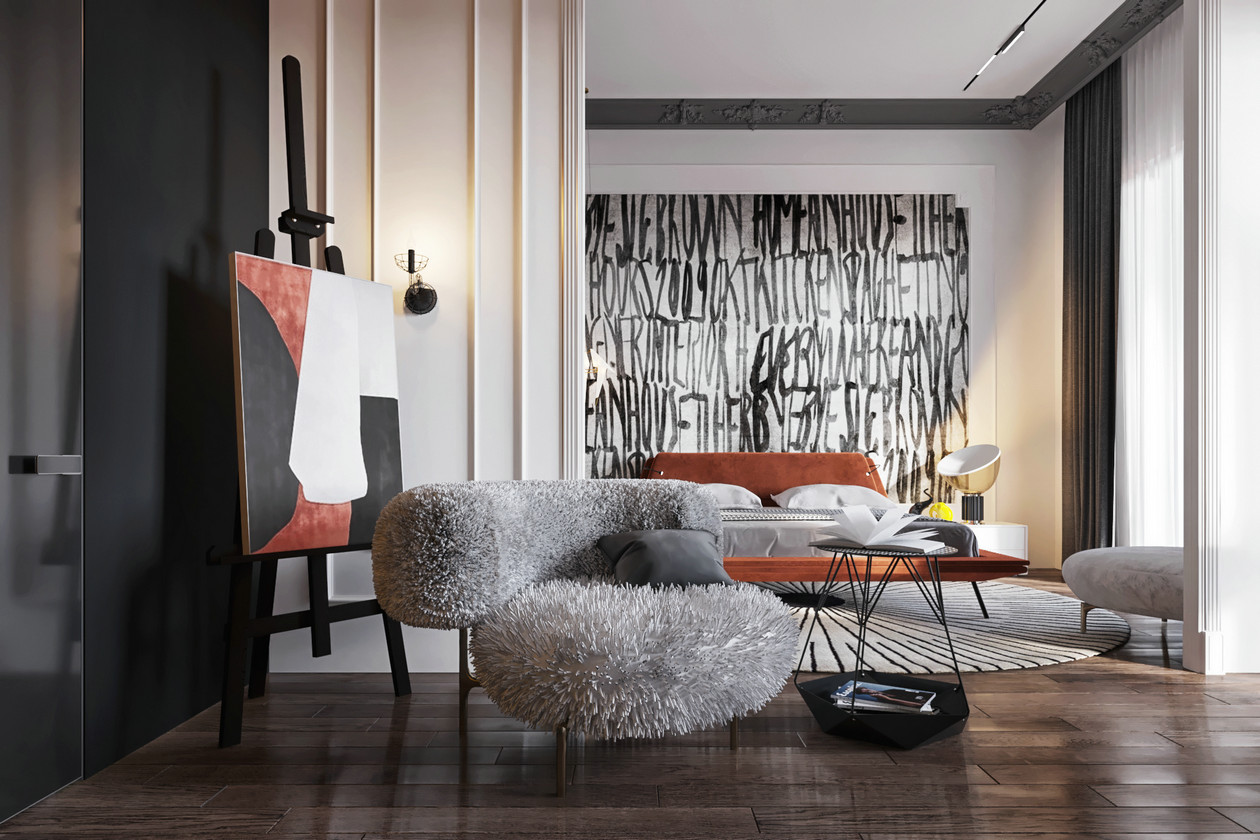 莫斯科高级灰橙色空间设计-54