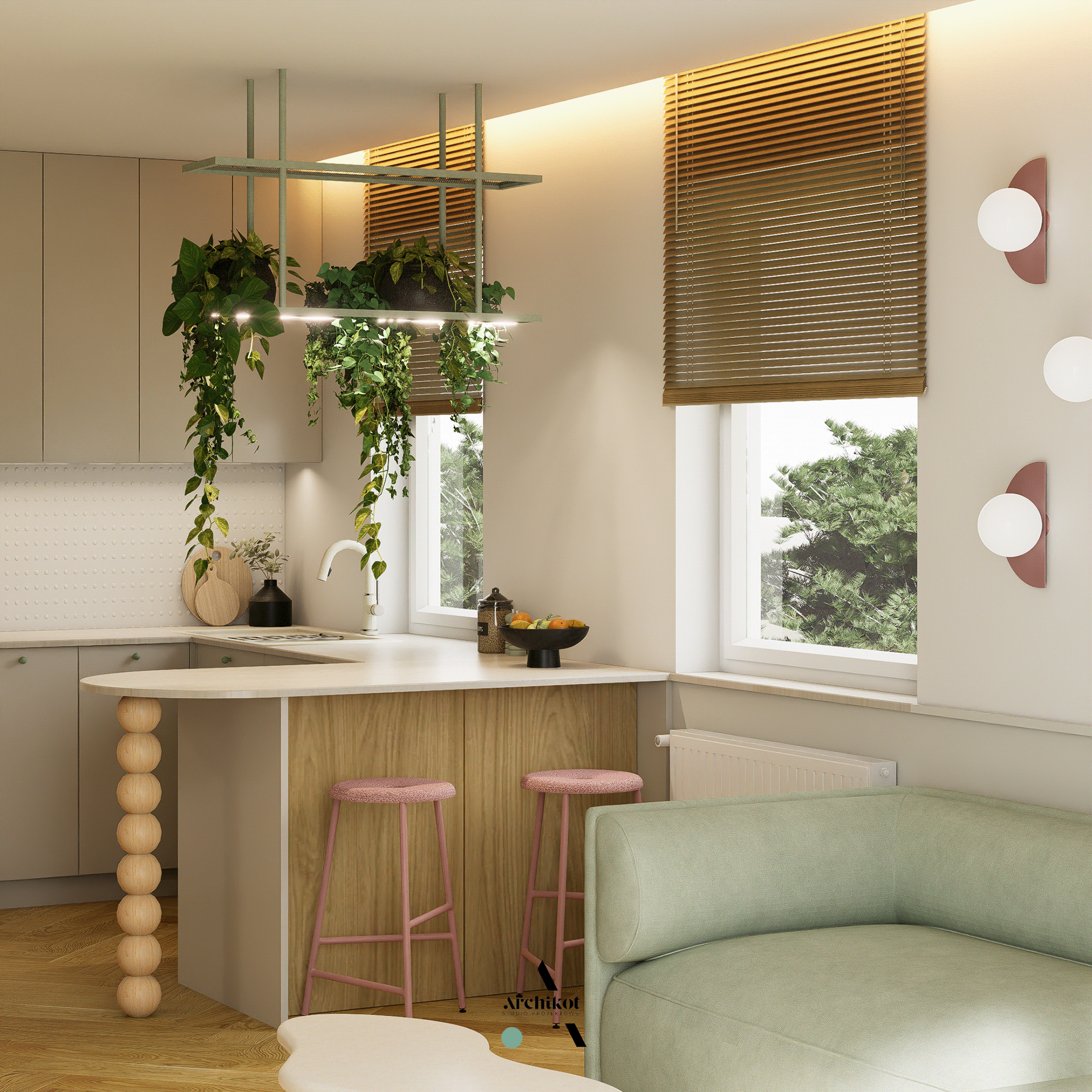 projekt salonu w pastelach - projekt wnętrza łódź-1