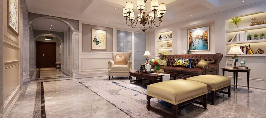 阿维侬庄园混搭风格,打造 450㎡美式新中式家居-48