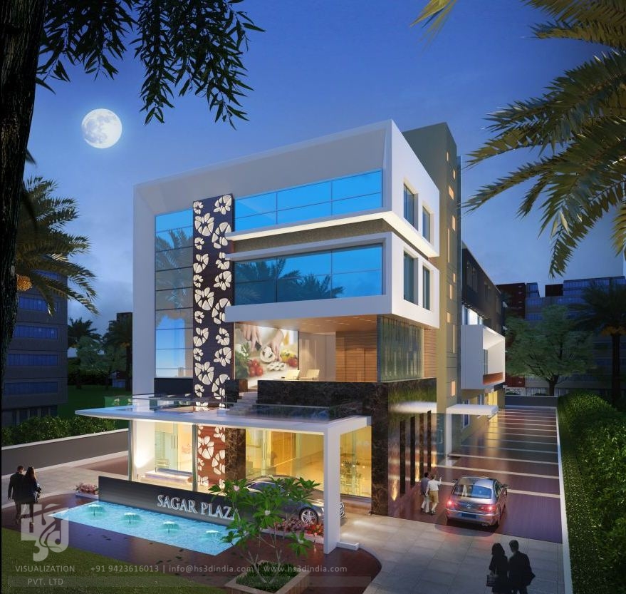 HS 3D 印度打造惊艳夜景商业建筑-12