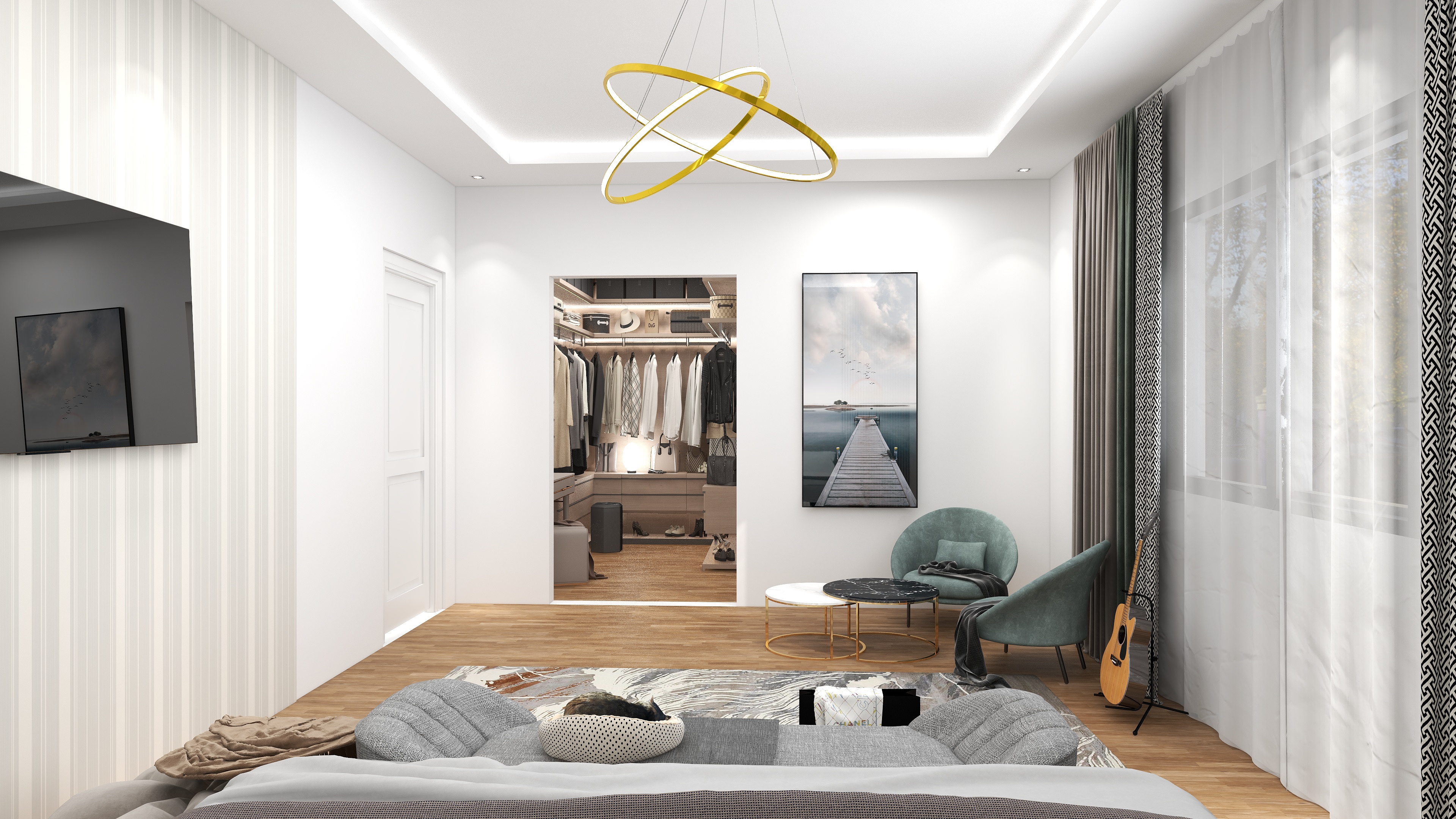 豪华室内卧室和更衣室-7