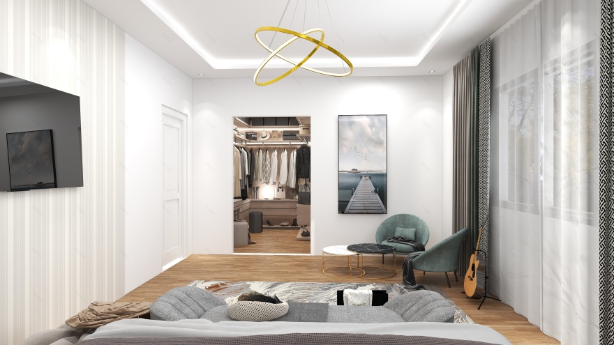 豪华室内卧室和更衣室-7