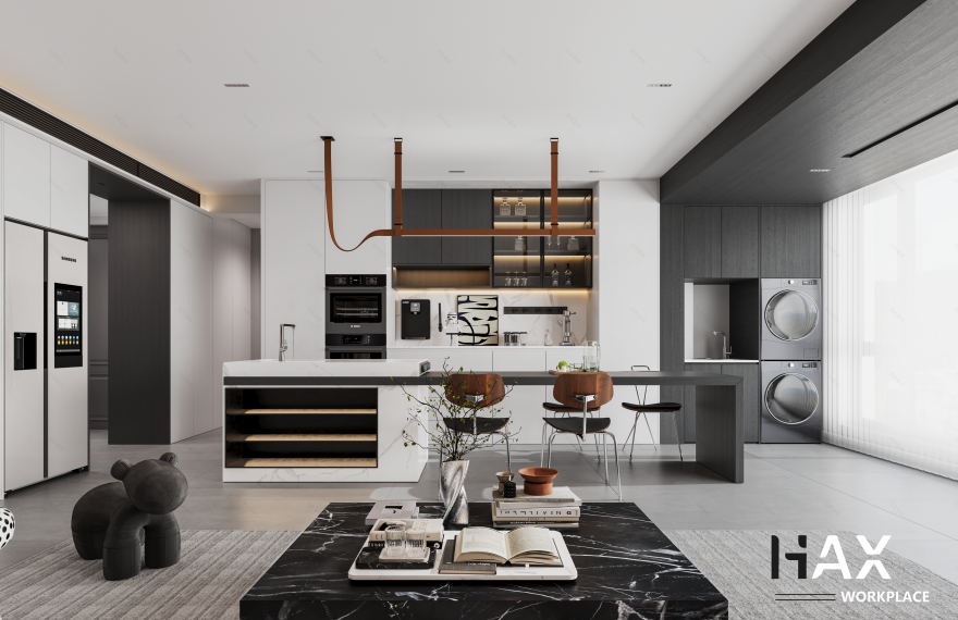 黑白灰跳色的家-15