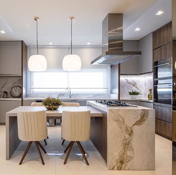 厨房岛台结合餐桌设计-74