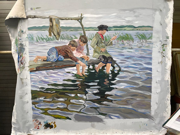 Jeunes Garçons pêchant（少年钓鱼图放大绘制）-6