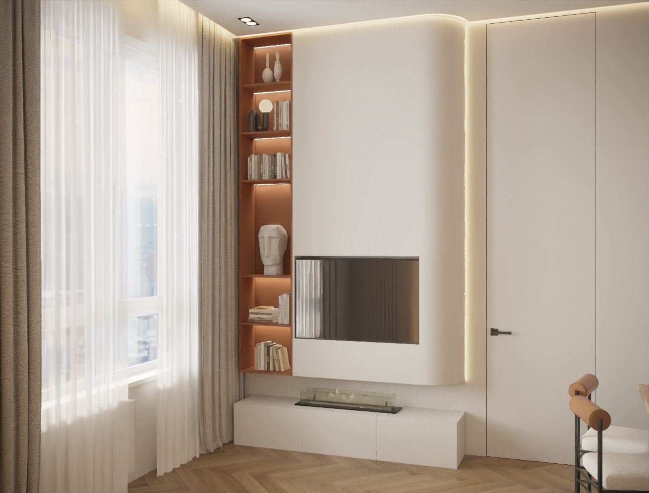 Современный интерьер с яркими акцентами-3