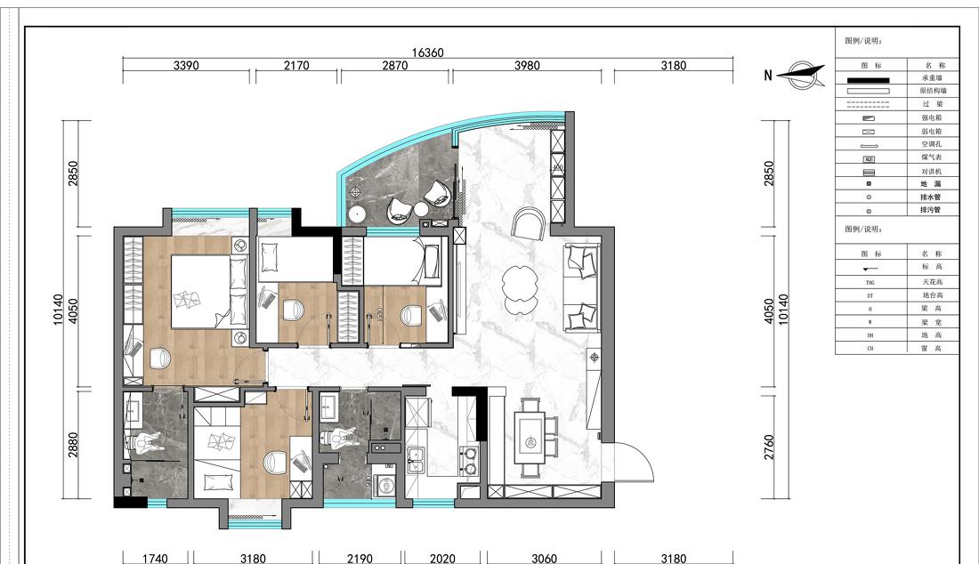 现代轻奢四居室装修设计-9