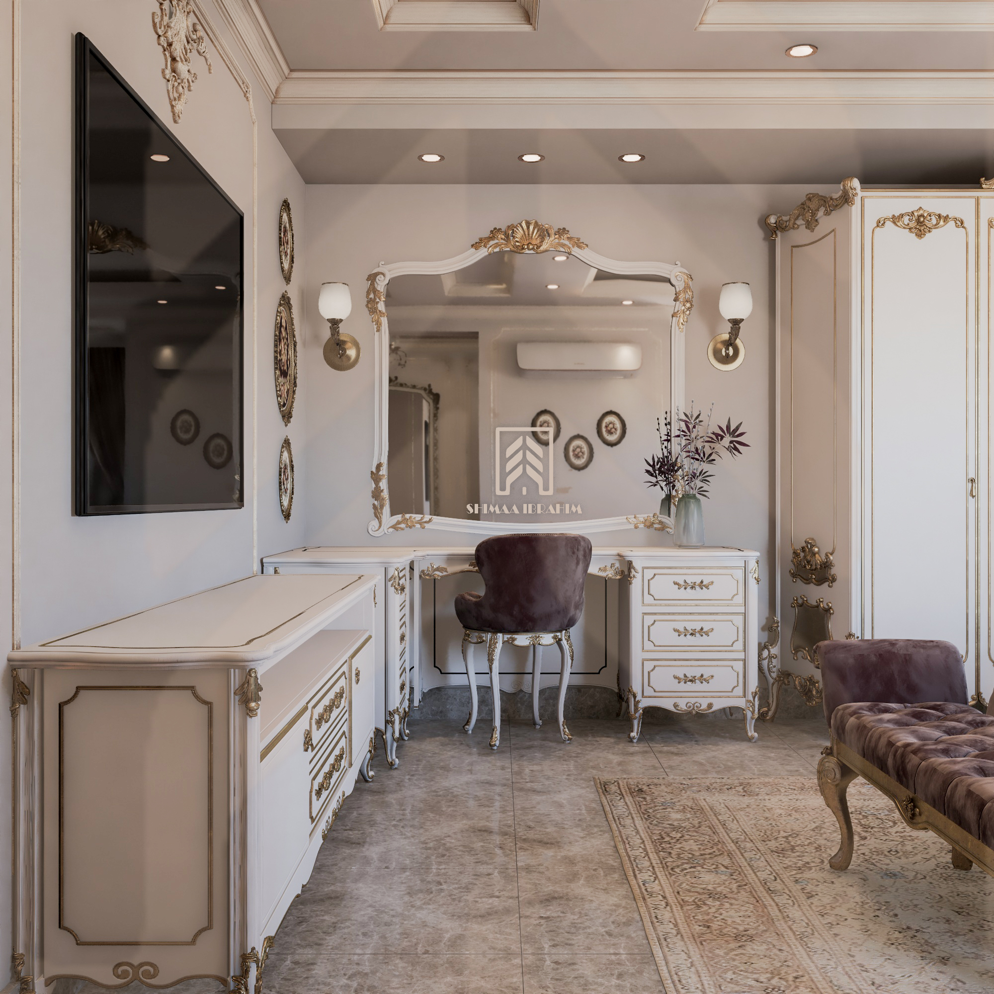 Classic Master Bedroom with dressing-12