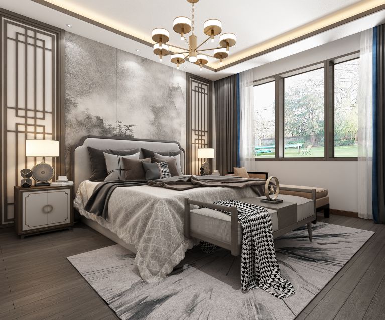 400㎡新中式别墅，漂亮有韵味，大爱客厅落地窗-43