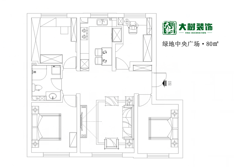 绿地中央广场 80㎡轻奢风新家，马宁设计师打造极致简约空间-9