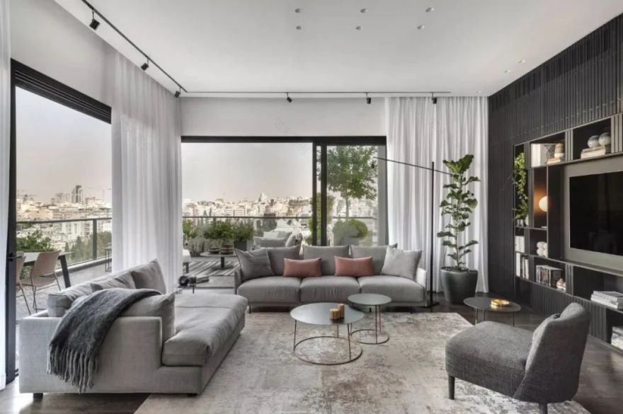 Aviram Kushmirski 打造轻奢风空间,黑白色调与实木地板的完美搭配-103