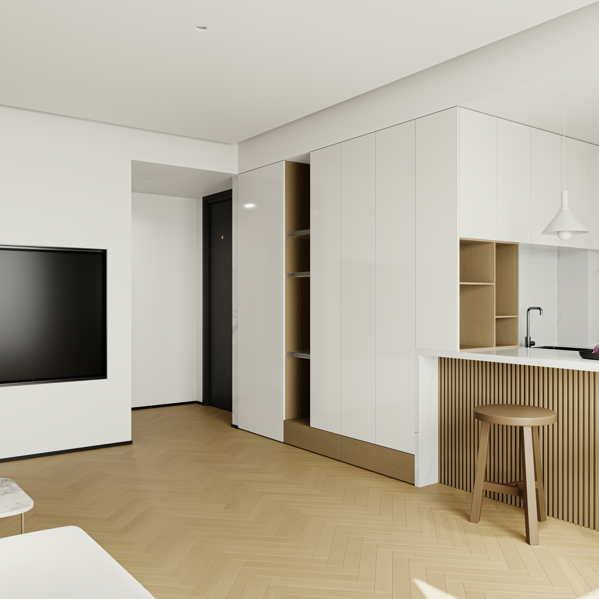 白色原木风格公寓！-3