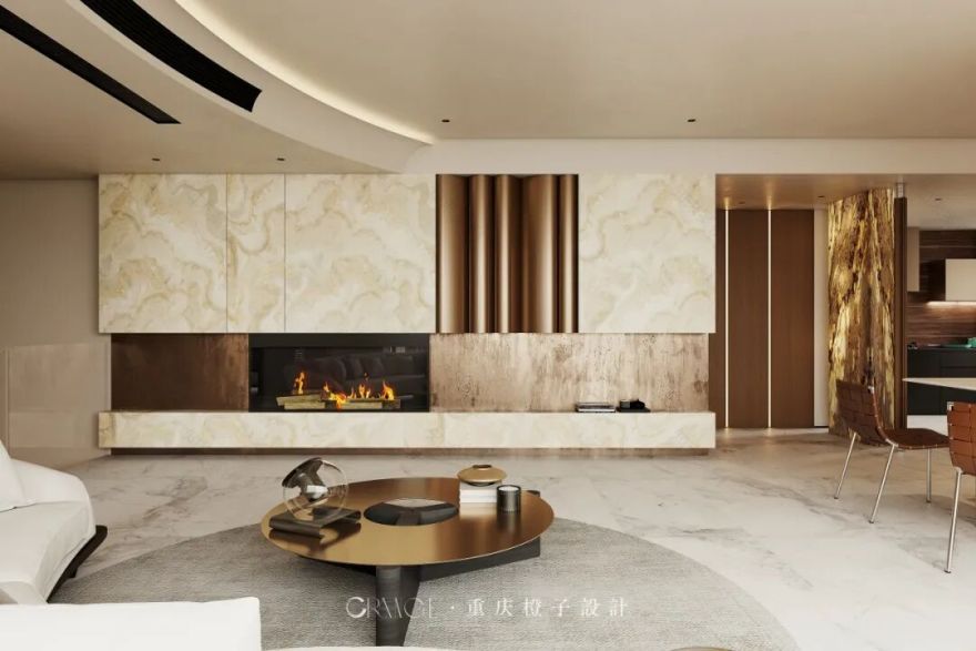 橙子新作||国宾壹号院——醇境·融邸,暖木鎏金-24