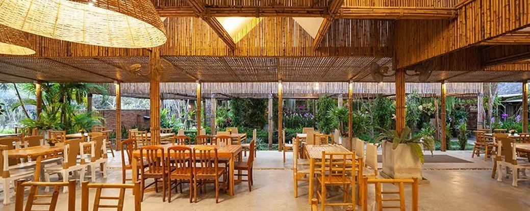 泰国生态农场餐厅,竹制网格结构展现原始生态之美-8