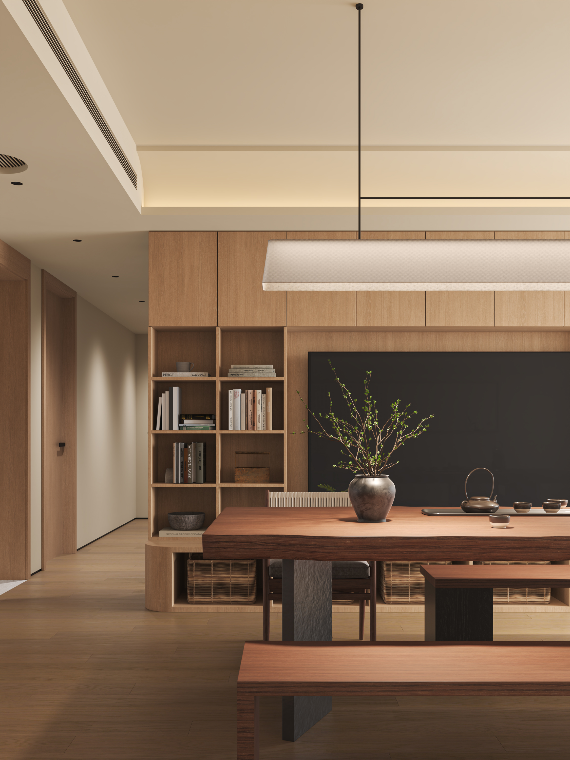 暖色简约客餐厅渲染-9