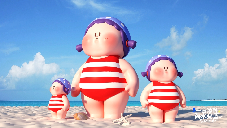 “夏日女孩”暑期夏季原创美陈设计方案-一直游到蓝！-8