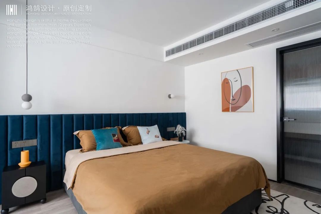 现代轻奢婚房，120㎡黑白灰++ 糖果色混搭设计-44