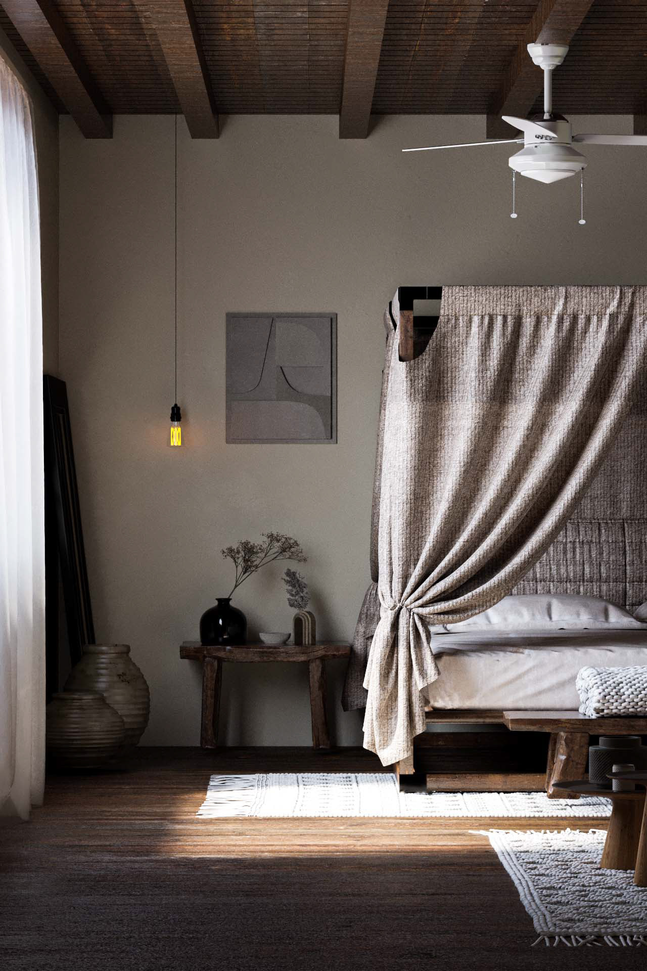 卧室侘寂风室内设计-8