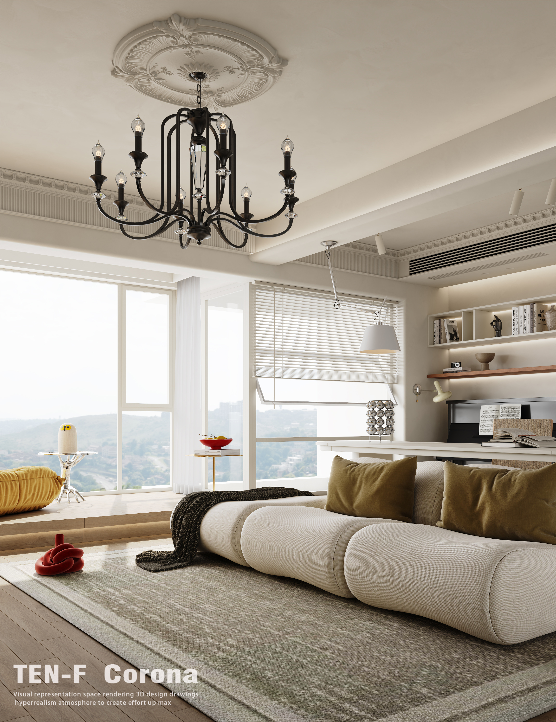 白色法式渲染表现-1