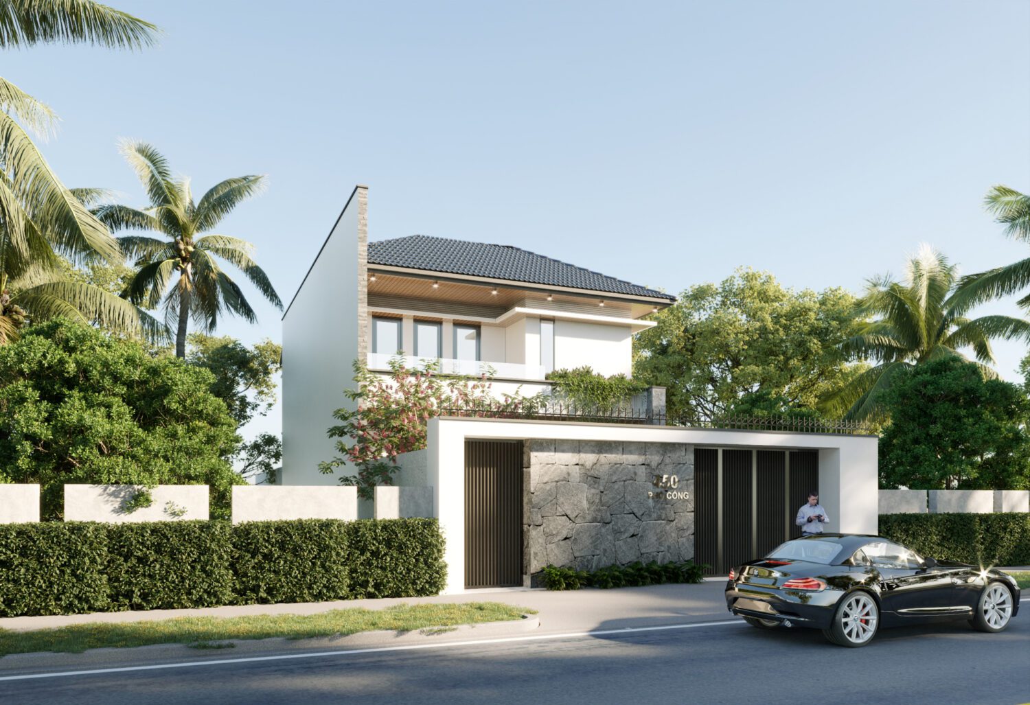 7484. Free Sketchup Villa Exterior Model Download-3