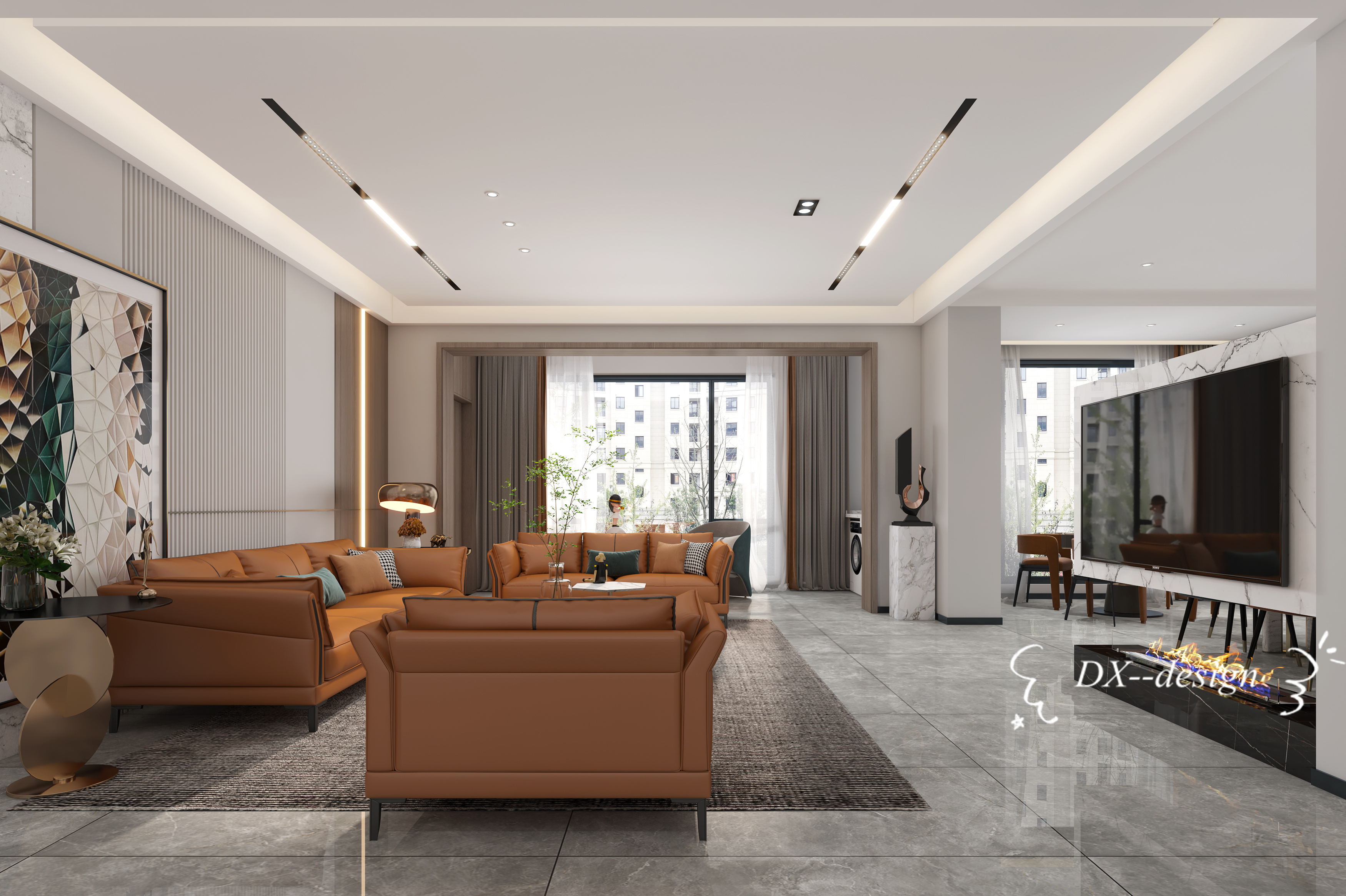 灰色与咖色的温馨居家空间丨原创作品-4