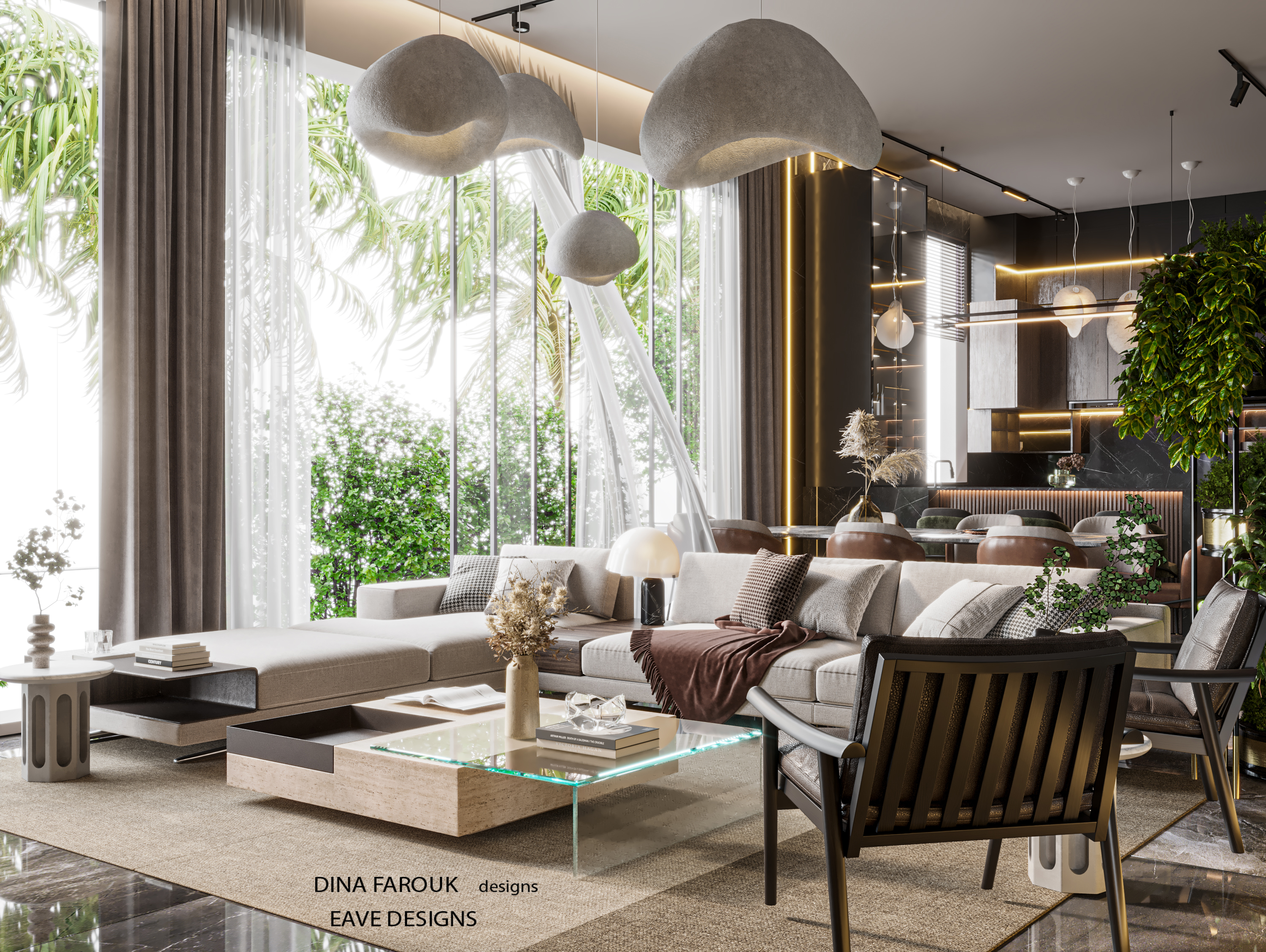 sala with dinning and open kitchen-3