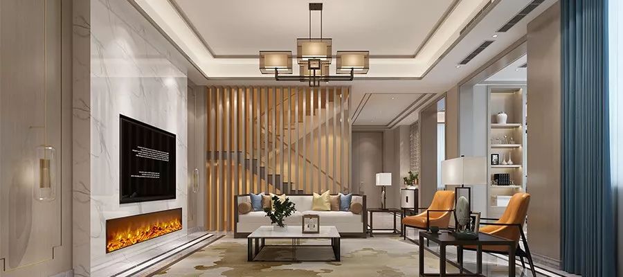 阿维侬庄园混搭风格,打造 450㎡美式新中式家居-54