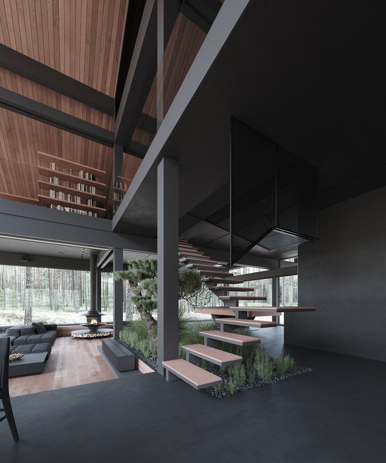 莫斯科森林中的自然共生别墅丨Stephen Tsymbaliuk-8