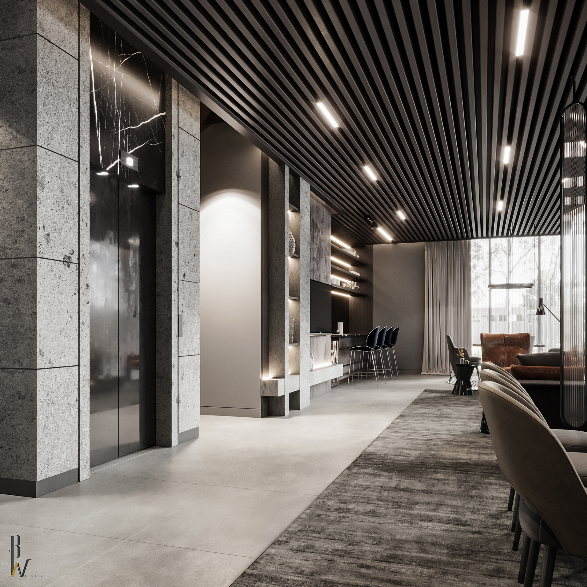 现代多功能区域设计丨阿联酋丨Black N White-11