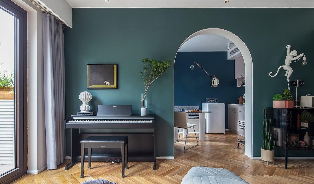 深白设计丨平层丨抛弃电视不要客厅，住进全能的复古图书馆-11