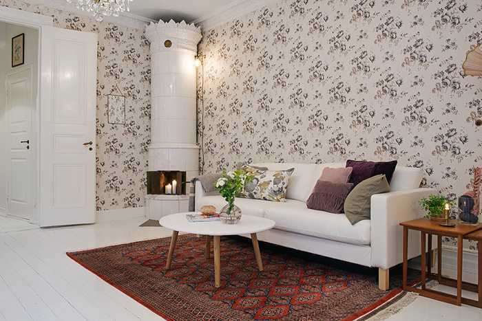 瑞典城市公寓的印花墙纸设计-1