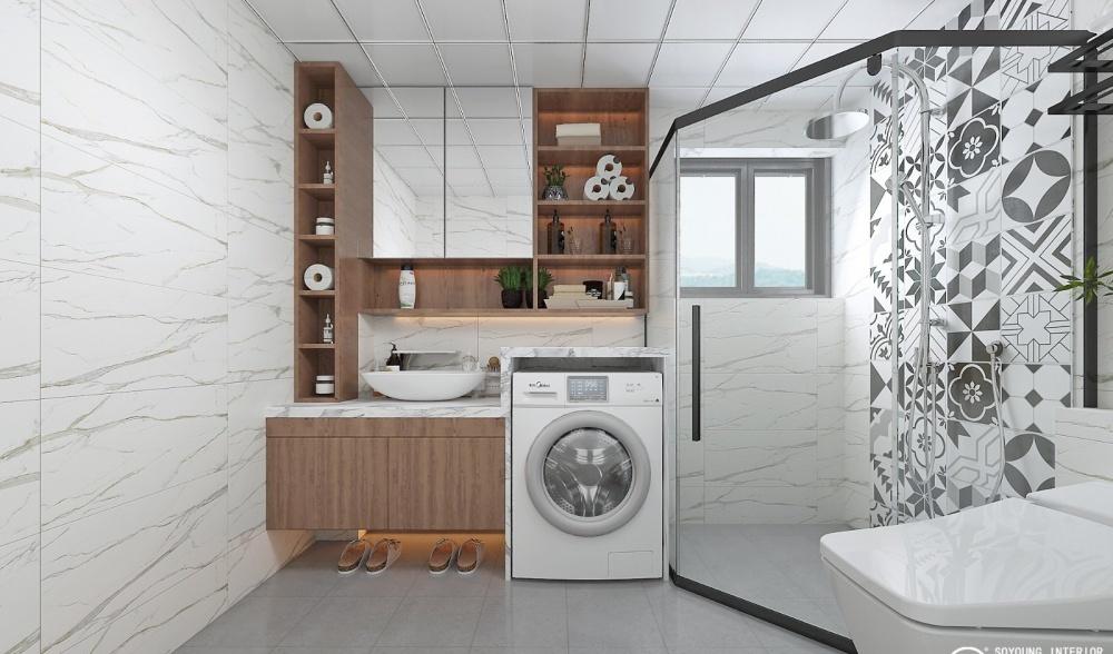 北欧轻奢打造童话梦境,生活阳台与洗烘一体机巧妙结合-14