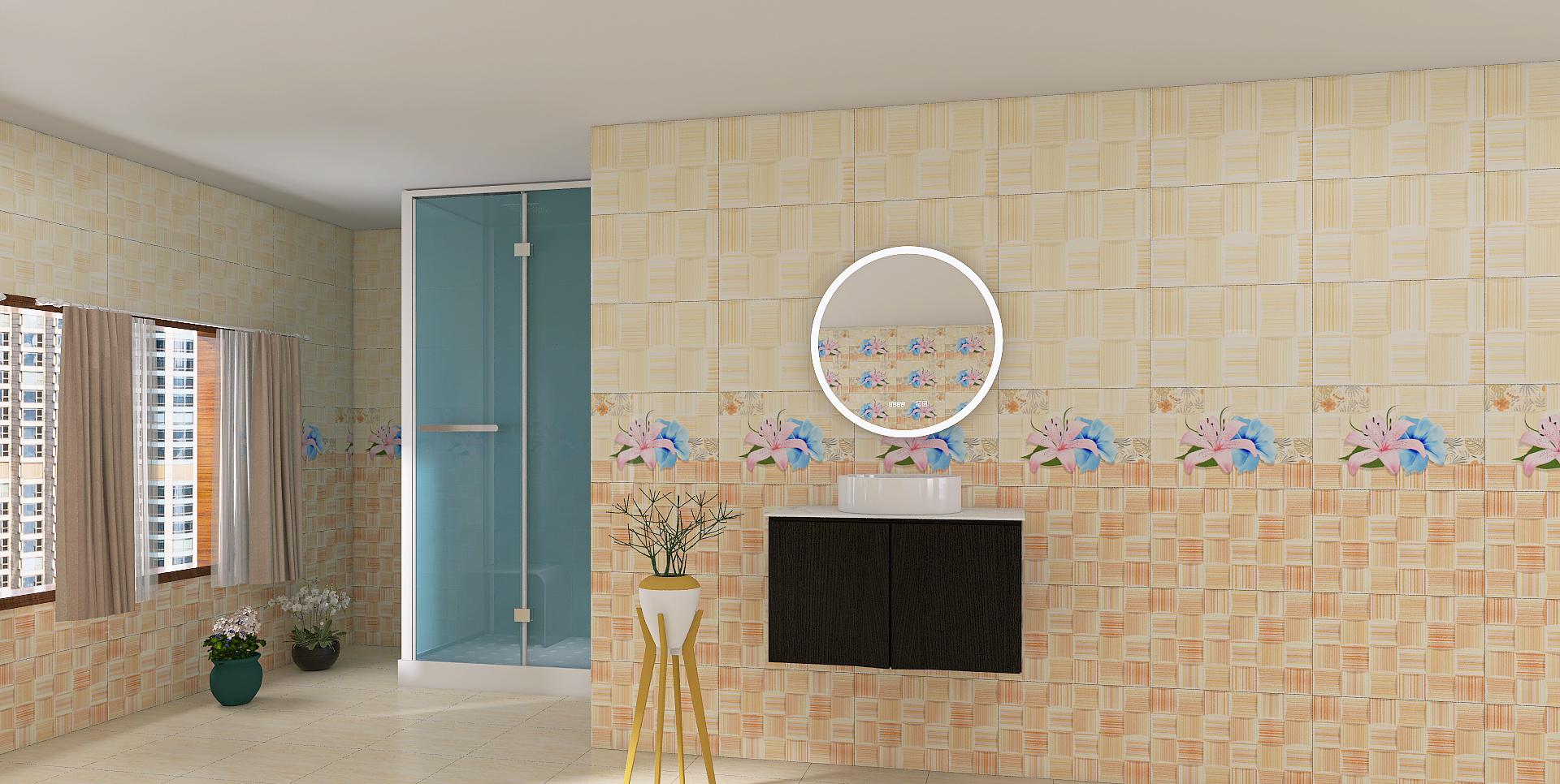 Bathroom and kitchen Interior Design With Decor Tiles-0