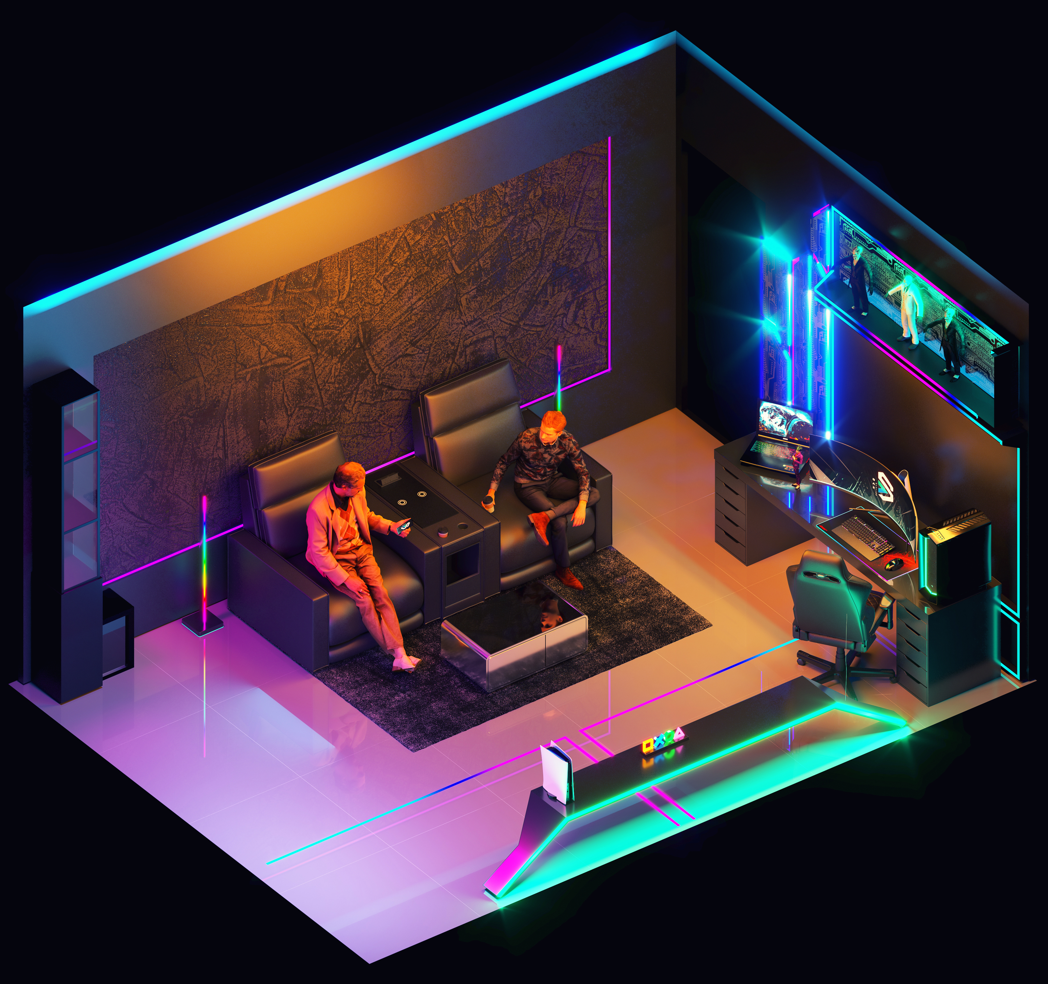 电竞游戏室与观影区设计-9