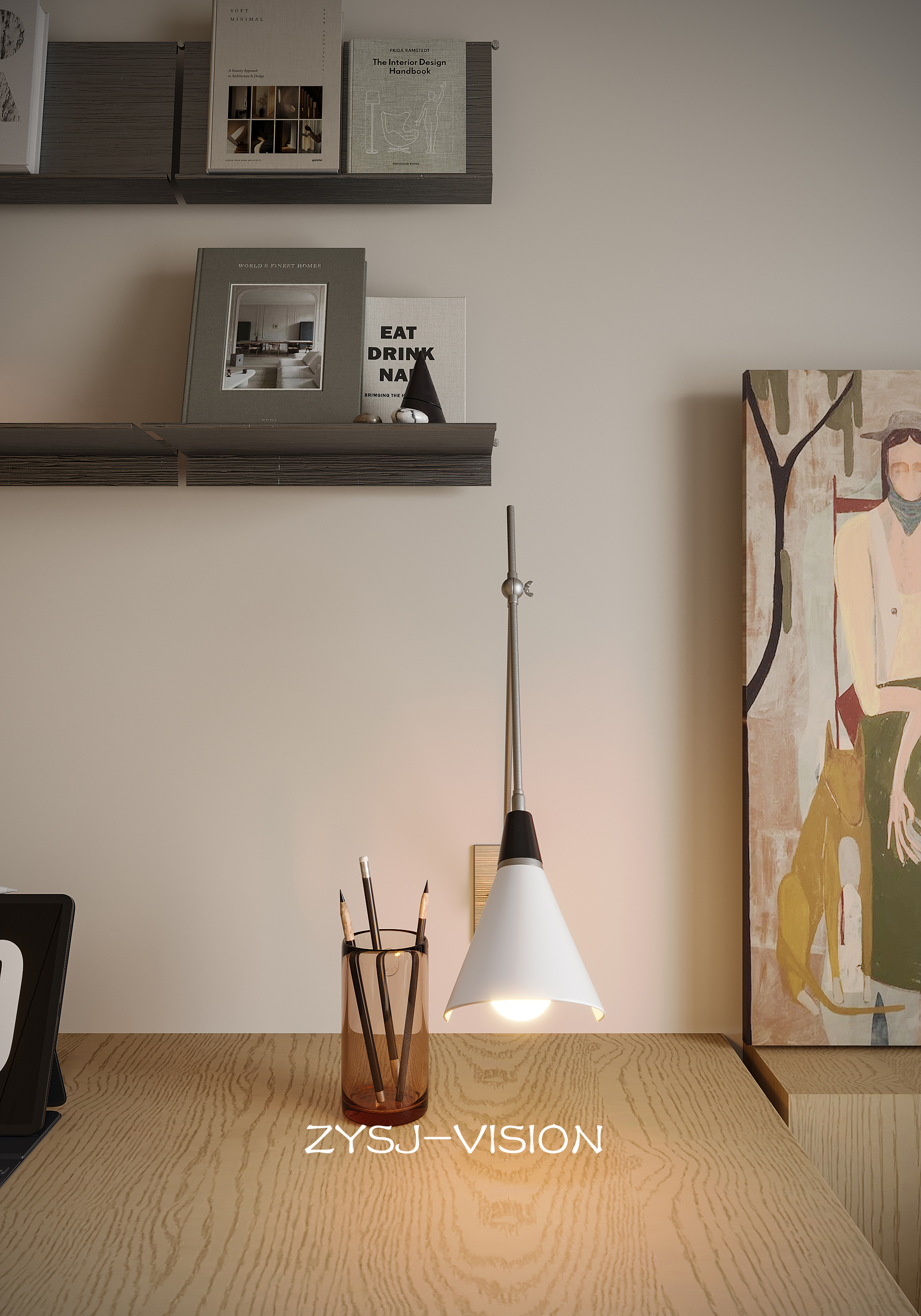 复古与未来的对话 · 一个带猫屋与佛龛的中古风客厅-27